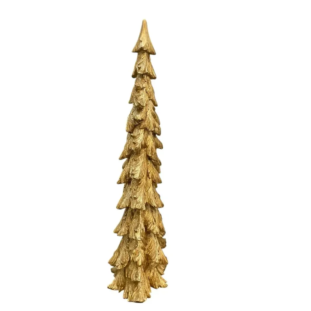 Sleigh Hill 23in Metallic Gold Glitter Resin Christmas Tree Holiday Figurine New